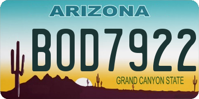 AZ license plate BOD7922