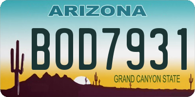 AZ license plate BOD7931