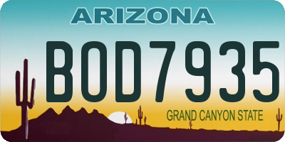 AZ license plate BOD7935