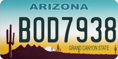 AZ license plate BOD7938