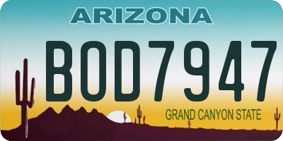 AZ license plate BOD7947