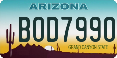 AZ license plate BOD7990