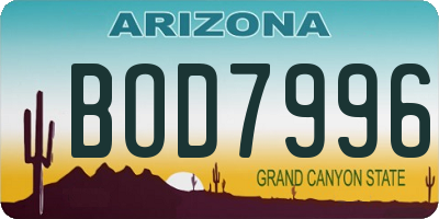 AZ license plate BOD7996