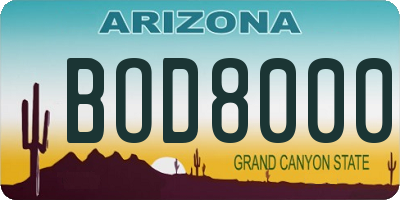 AZ license plate BOD8000