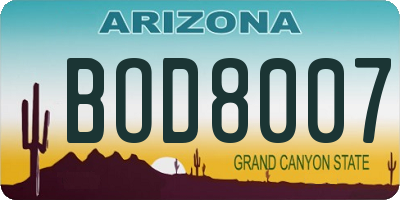 AZ license plate BOD8007