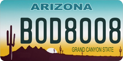 AZ license plate BOD8008