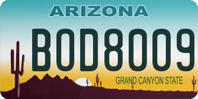 AZ license plate BOD8009