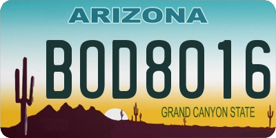 AZ license plate BOD8016