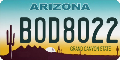 AZ license plate BOD8022