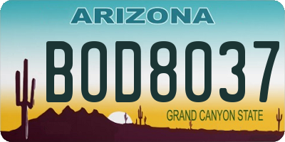 AZ license plate BOD8037