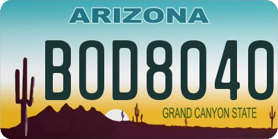 AZ license plate BOD8040
