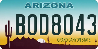 AZ license plate BOD8043