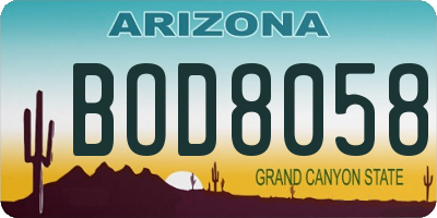 AZ license plate BOD8058