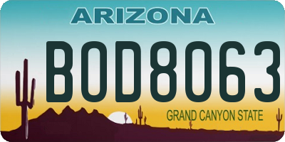 AZ license plate BOD8063