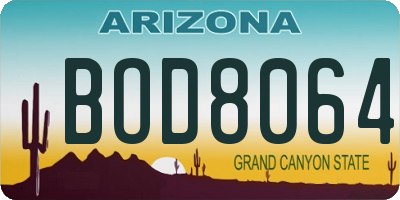 AZ license plate BOD8064