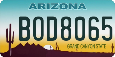 AZ license plate BOD8065