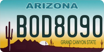 AZ license plate BOD8090