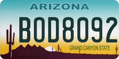 AZ license plate BOD8092
