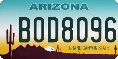 AZ license plate BOD8096