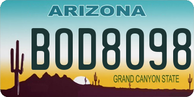AZ license plate BOD8098