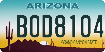 AZ license plate BOD8104