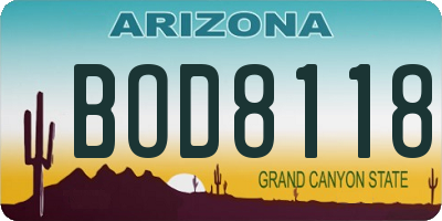 AZ license plate BOD8118