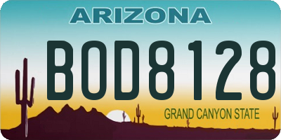AZ license plate BOD8128