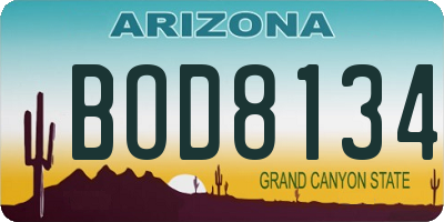 AZ license plate BOD8134