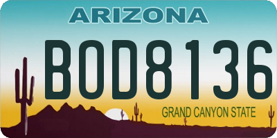 AZ license plate BOD8136