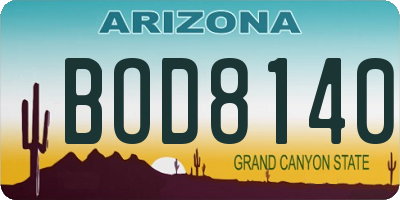 AZ license plate BOD8140