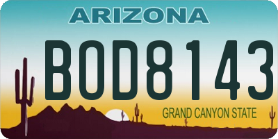 AZ license plate BOD8143