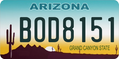 AZ license plate BOD8151