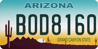 AZ license plate BOD8160