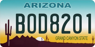 AZ license plate BOD8201