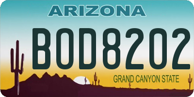 AZ license plate BOD8202