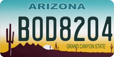 AZ license plate BOD8204