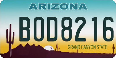 AZ license plate BOD8216
