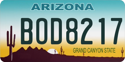 AZ license plate BOD8217
