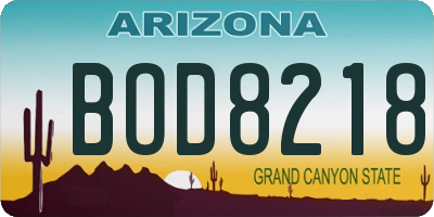 AZ license plate BOD8218