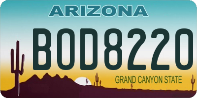 AZ license plate BOD8220