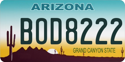 AZ license plate BOD8222