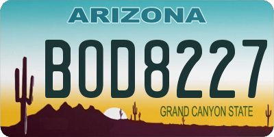 AZ license plate BOD8227