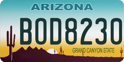 AZ license plate BOD8230