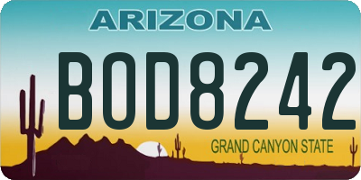 AZ license plate BOD8242