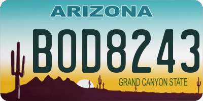 AZ license plate BOD8243