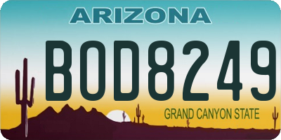 AZ license plate BOD8249
