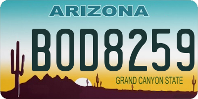 AZ license plate BOD8259