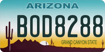 AZ license plate BOD8288
