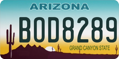AZ license plate BOD8289