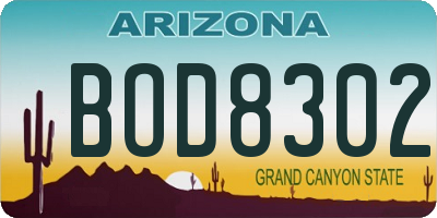 AZ license plate BOD8302
